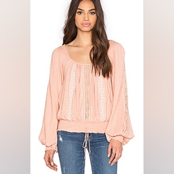 Free People Tops - Free People Silver Lake Pink Bohemian Blouse Women's Size Medium